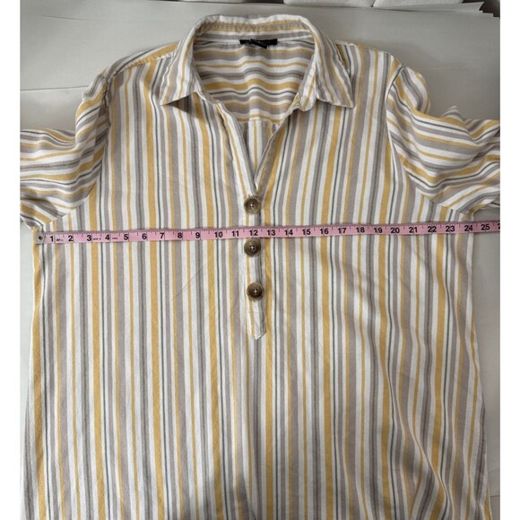 Robert Louis Linen Blend Shirt Dress Yellow Tan Stripes Women's Size 3X - Picture 10 of 11